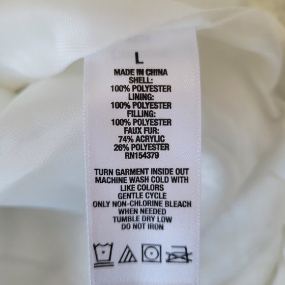 Aeropostale Y2K Hooded Puffer Jacket w/ Faux Fur Trim, White, Full Zip Closure - Picture 7 of 9